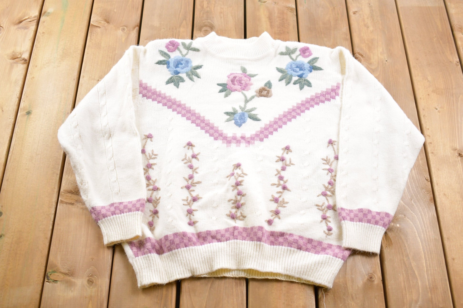 Vintage 1980s Alfred Dunner Floral Knitted Sweater