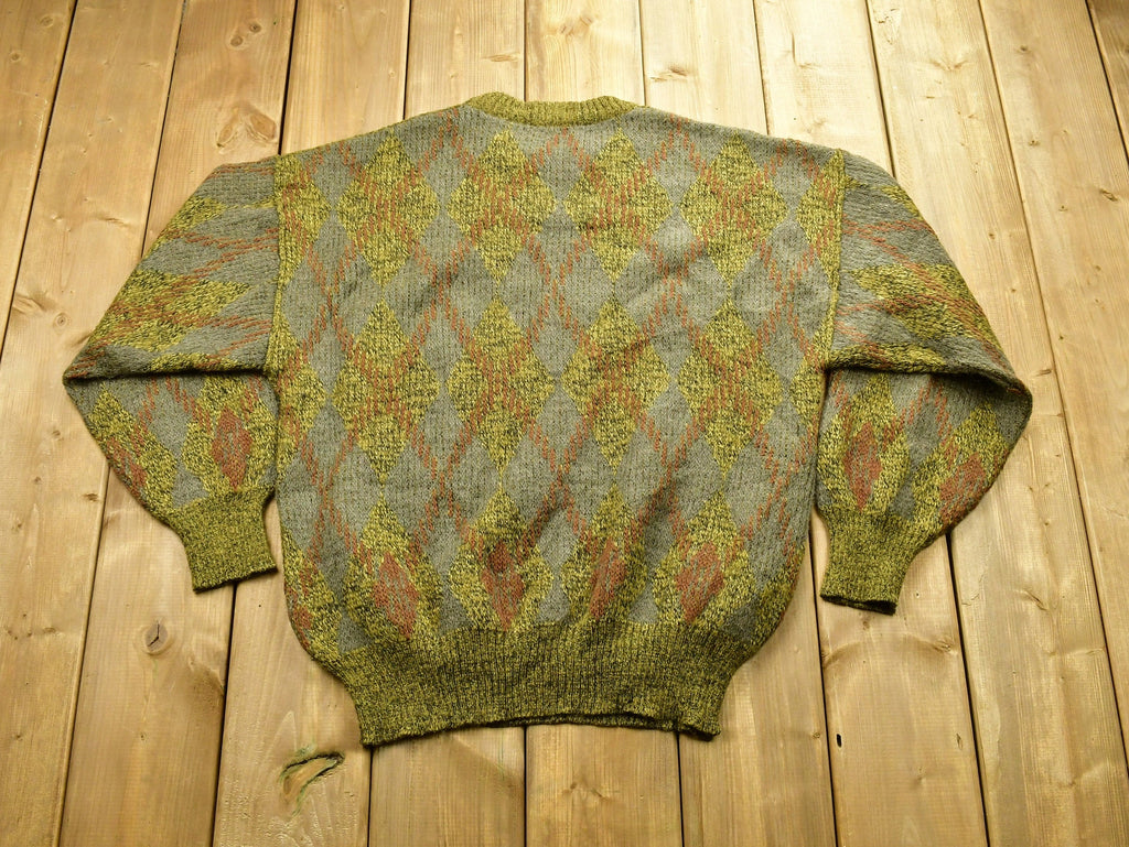 Vintage 1960s Italian Made Argyle Knit Famos Sweater