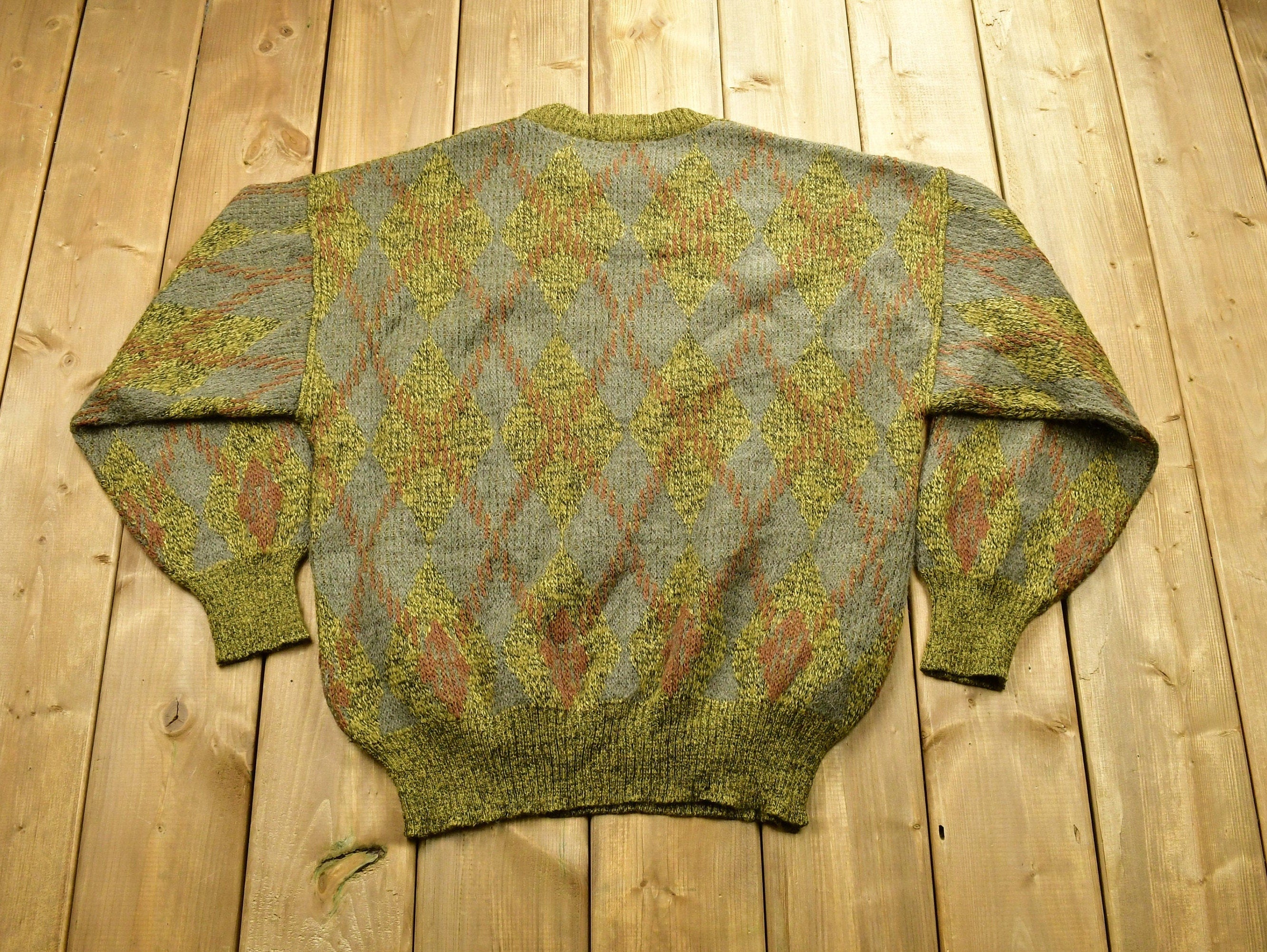 Vintage 1960s Italian Made Argyle Knit Famos Sweater