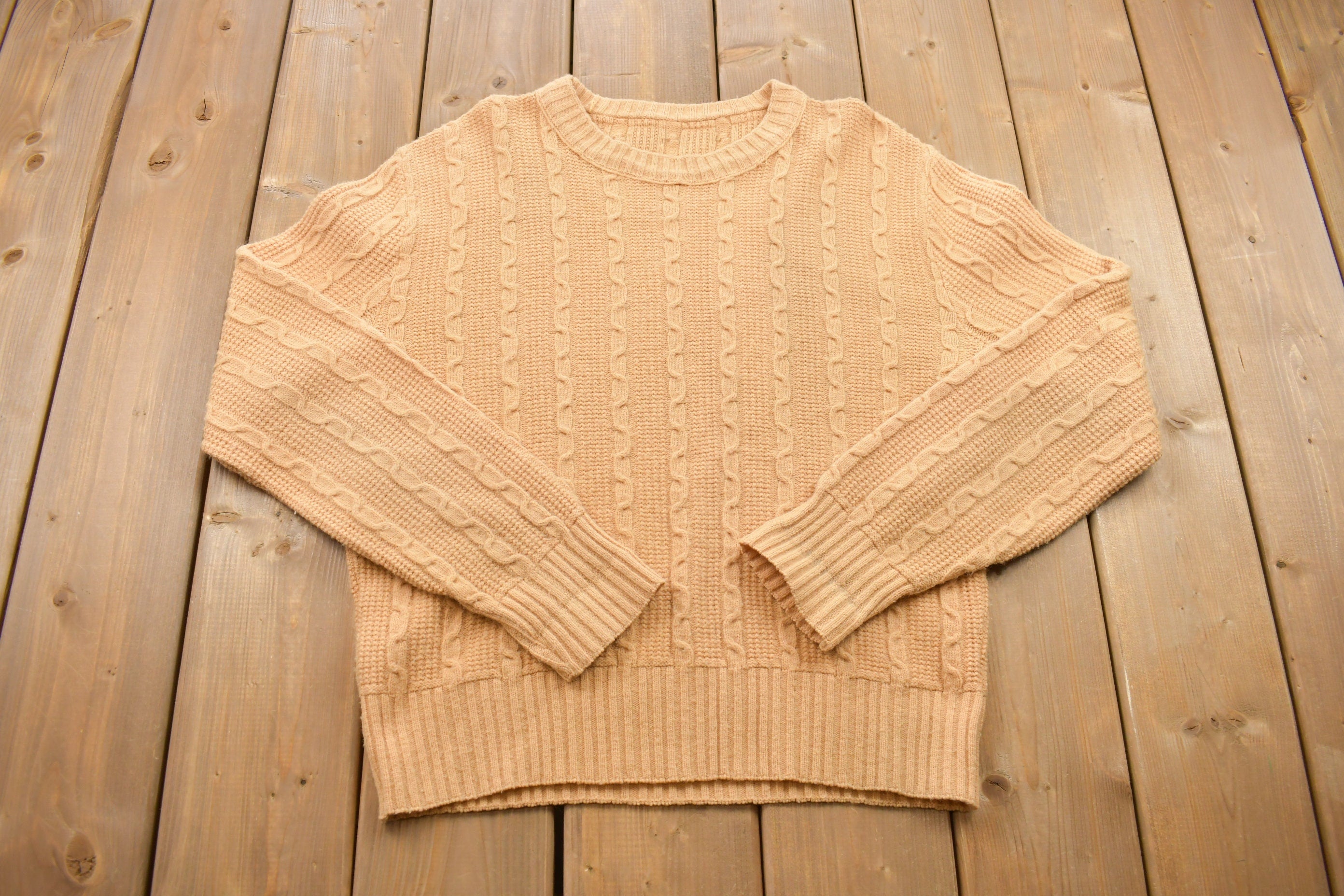 Vintage 1990s Cable Knit Crewneck Sweater