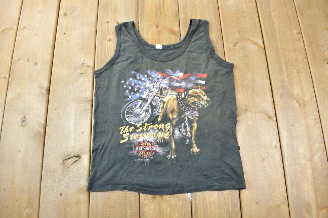 Vintage 1988 Harley Davidson Hamilton ONT Eagle Graphic 3d Emblem Tank Top Shirt