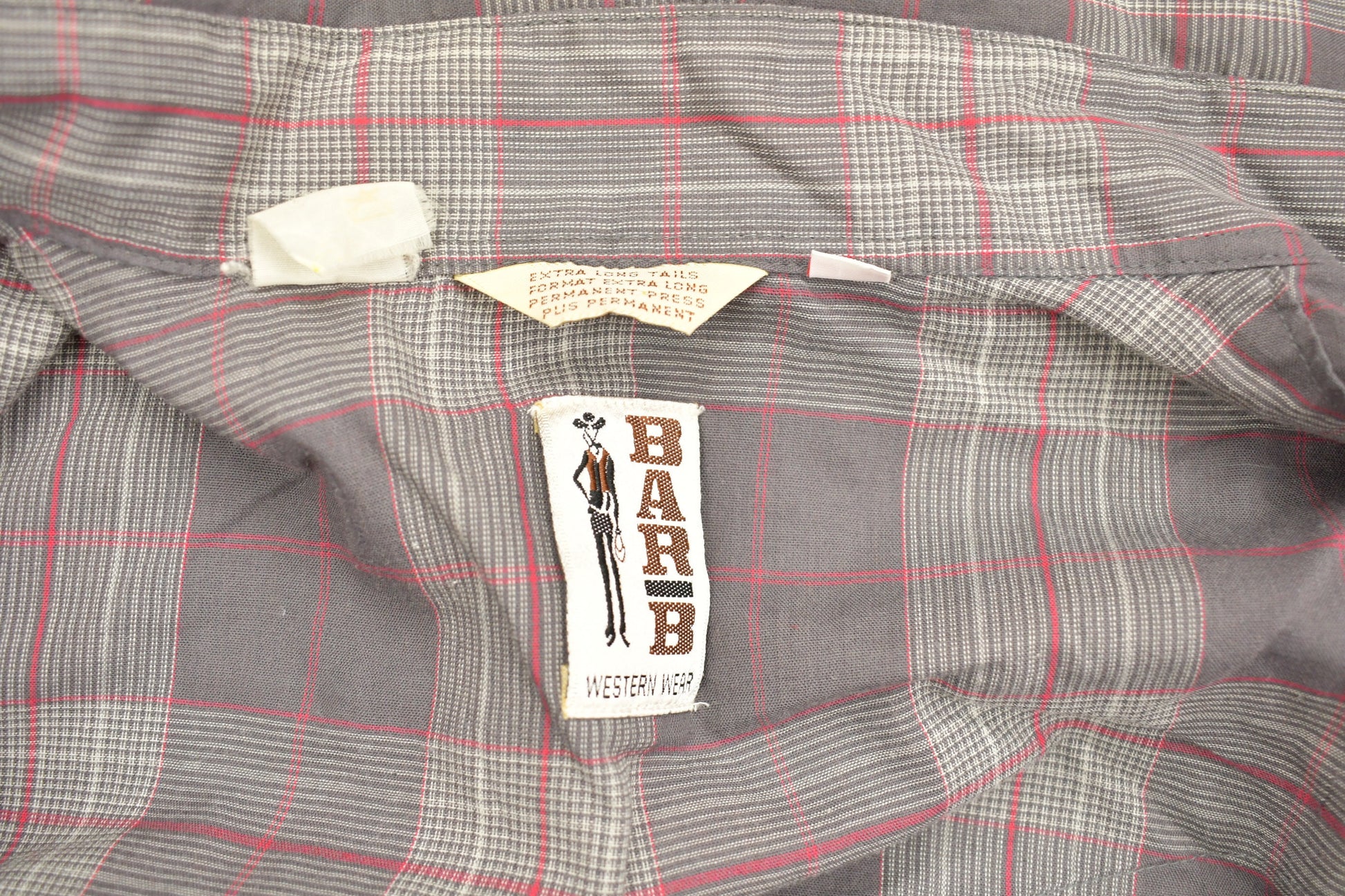 Vintage 1990s Bar B Western Wear Plaid Flannel Button Up Shirt / Rodeo Shirt / Cowboy Shirt / Made In USA / Denim / South Western / Long