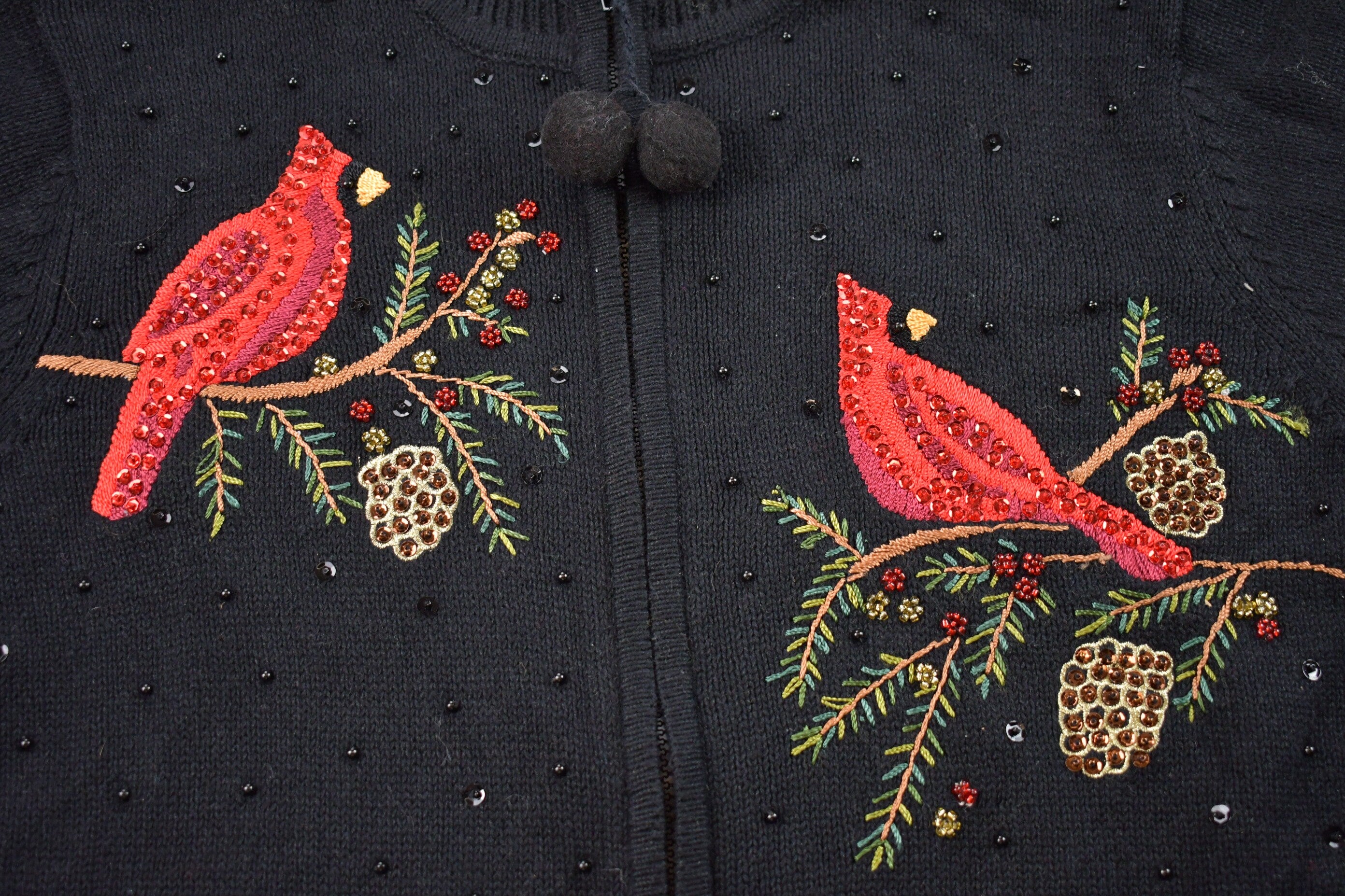 Vintage 1990 Embroidered Bird Knitted Sweater