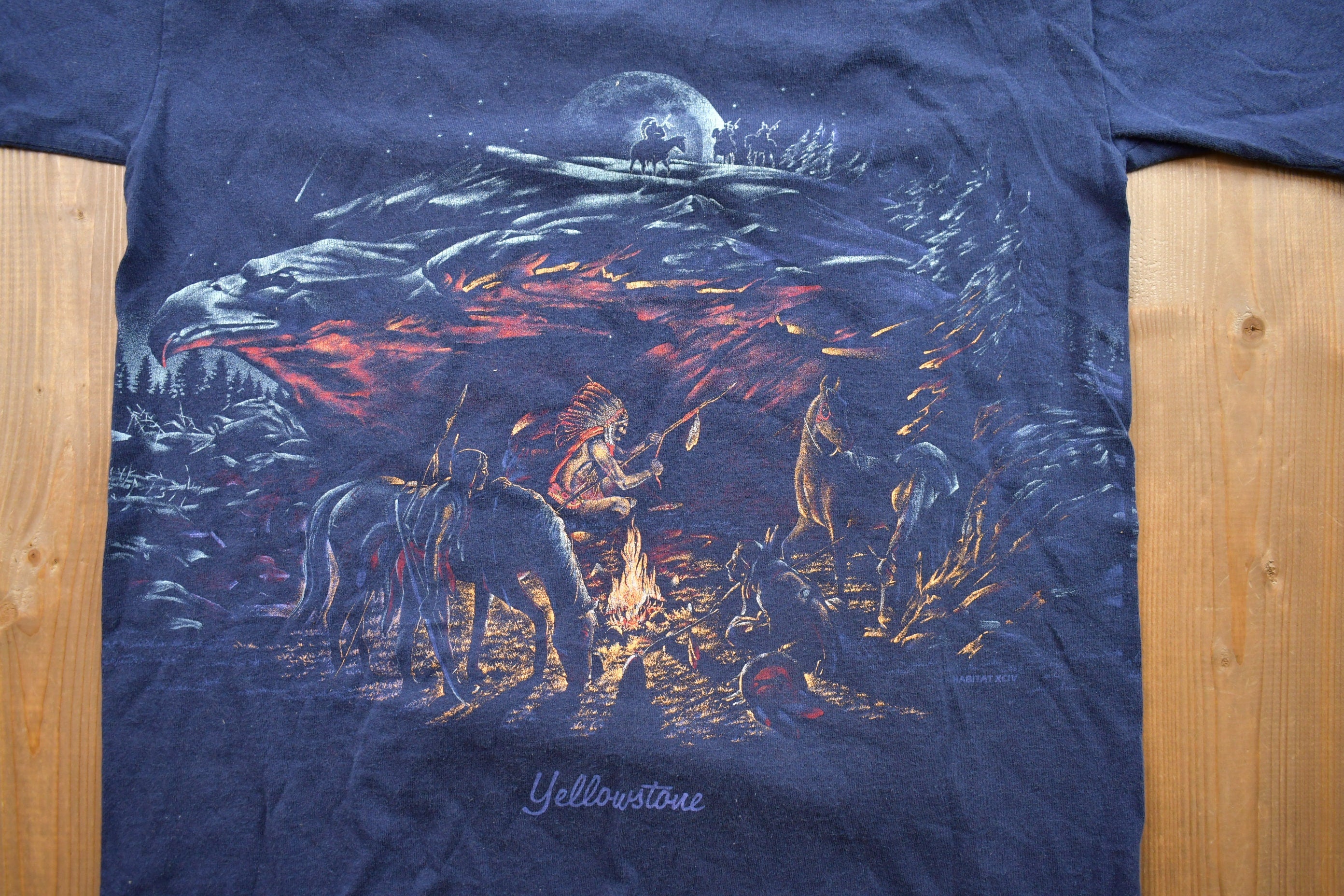 Vintage 1990s Yellowknife Indigenous Camp Fire Souvenir T Shirt