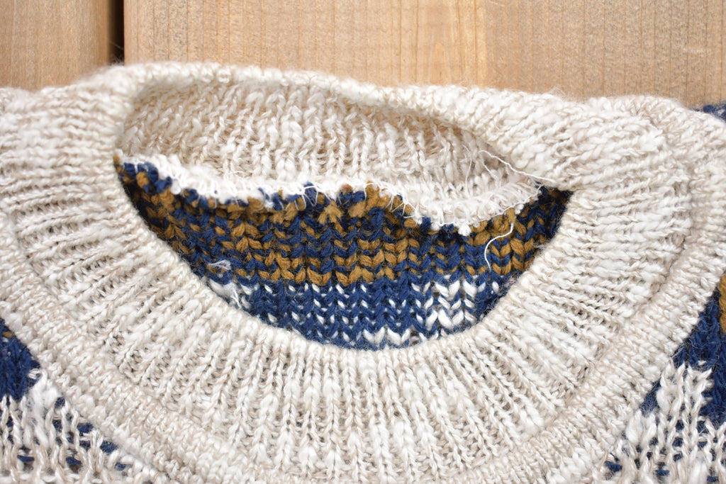 Vintage Geometric Striped Design Knitted Sweater