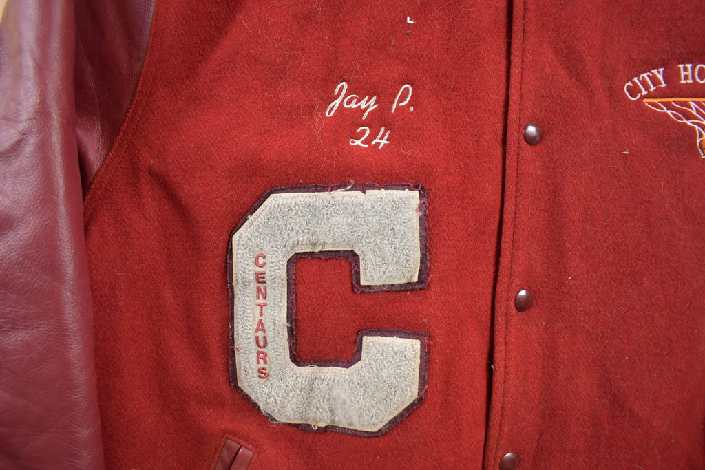 Vintage 1980s City Honors Leather Varsity Jacket