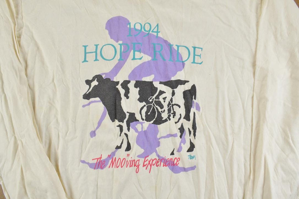 Vintage 1994 GHope Ride Biking Cow Souvenir Long Sleeve T-Shirt