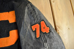 Vintage 1960s Wool Varsity Jacket: Leather Sleeves, Men's Medium