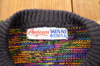 Vintage 1970s Wani Oswal Abstract Wool Knit Cardigan Sweater Women's S