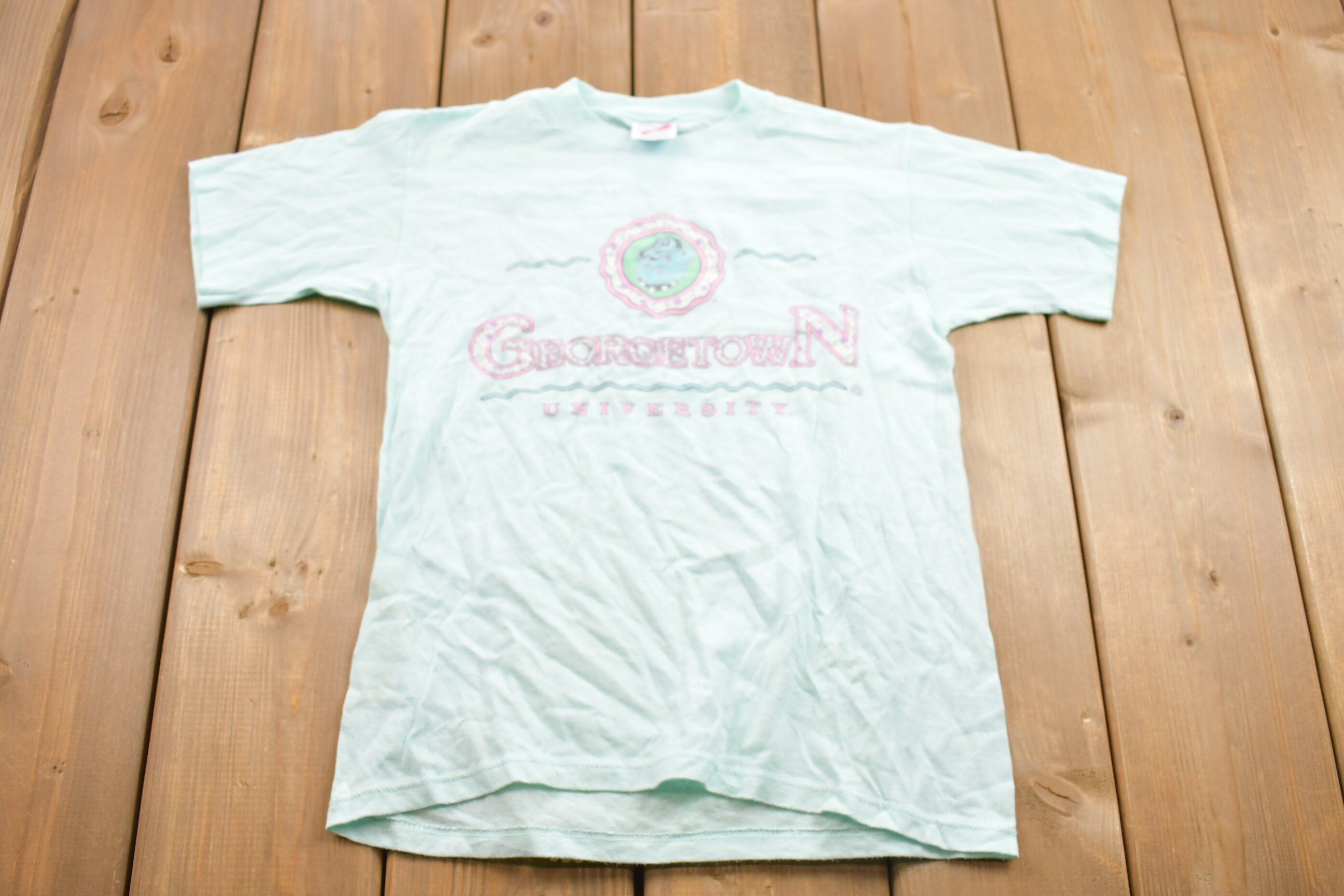 Vintage 1991 Jerzees Georgetown University Pastel Collegiate T-Shirt