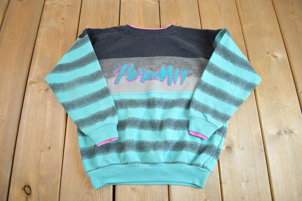 Vintage 1980s Permit Striped Crewneck Sweatshirt - XS