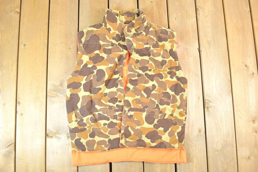 Vintage 1990's Duck Camo Military Button Up Army Vest