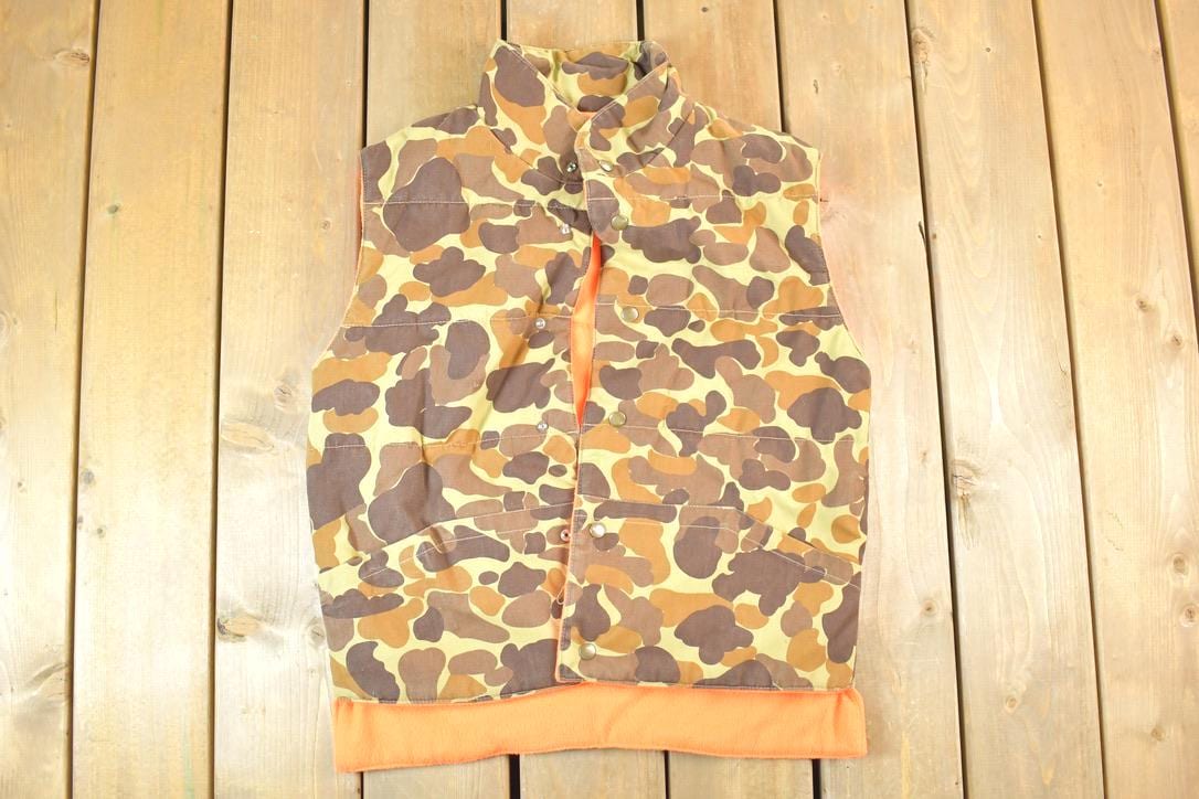 Vintage 1990's Duck Camo Military Button Up Army Vest