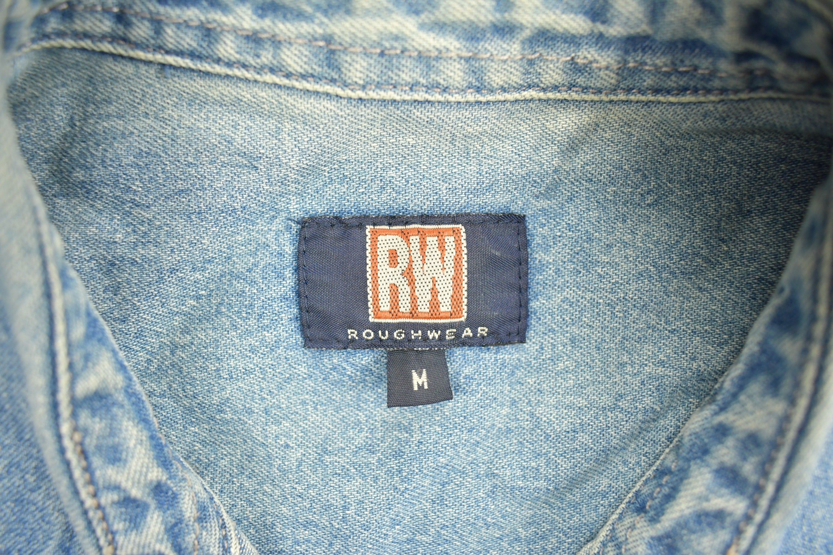 Vintage 1990s Blank Rough Wear Denim Button Up Shirt