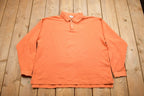 Vintage 1990s LL Bean Blank Quarter Button Collared Sweatshirt