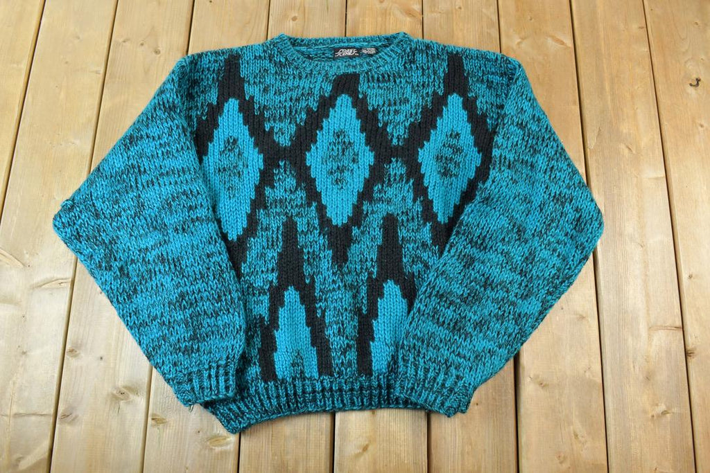 Vintage 1990s Street Scenes Loose Knit Crewneck Sweater