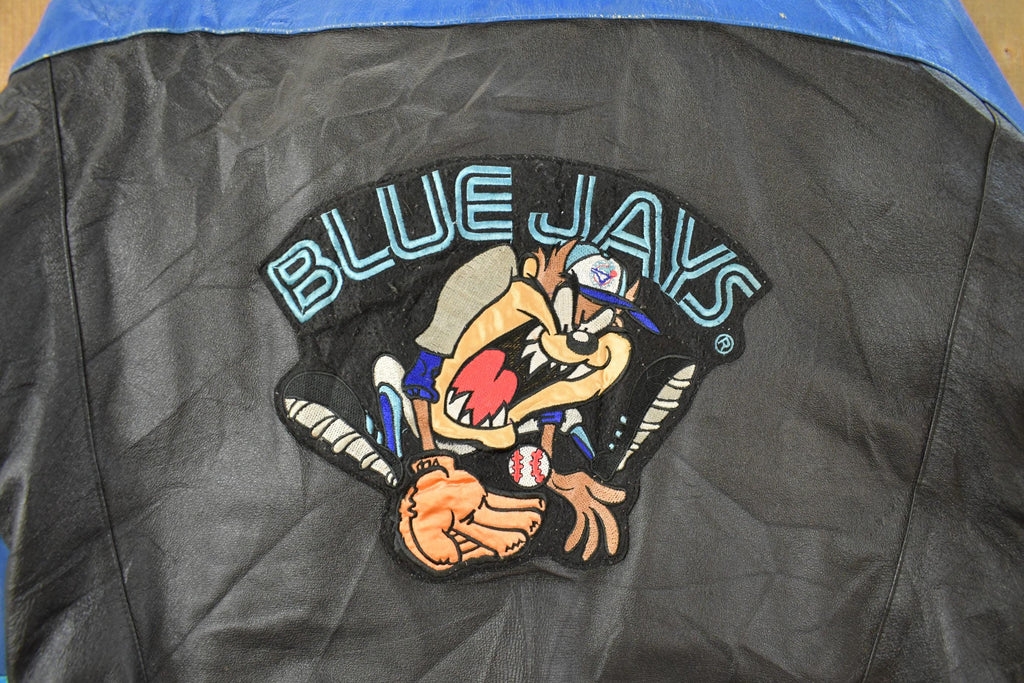 Vintage 1990s Toronto Blue Jays Looney Tunes Leather Jacket Men's Large
