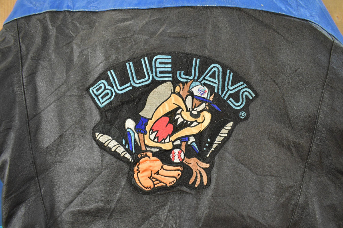 Vintage 1990s Toronto Blue Jays Looney Tunes Leather Jacket Men's Large