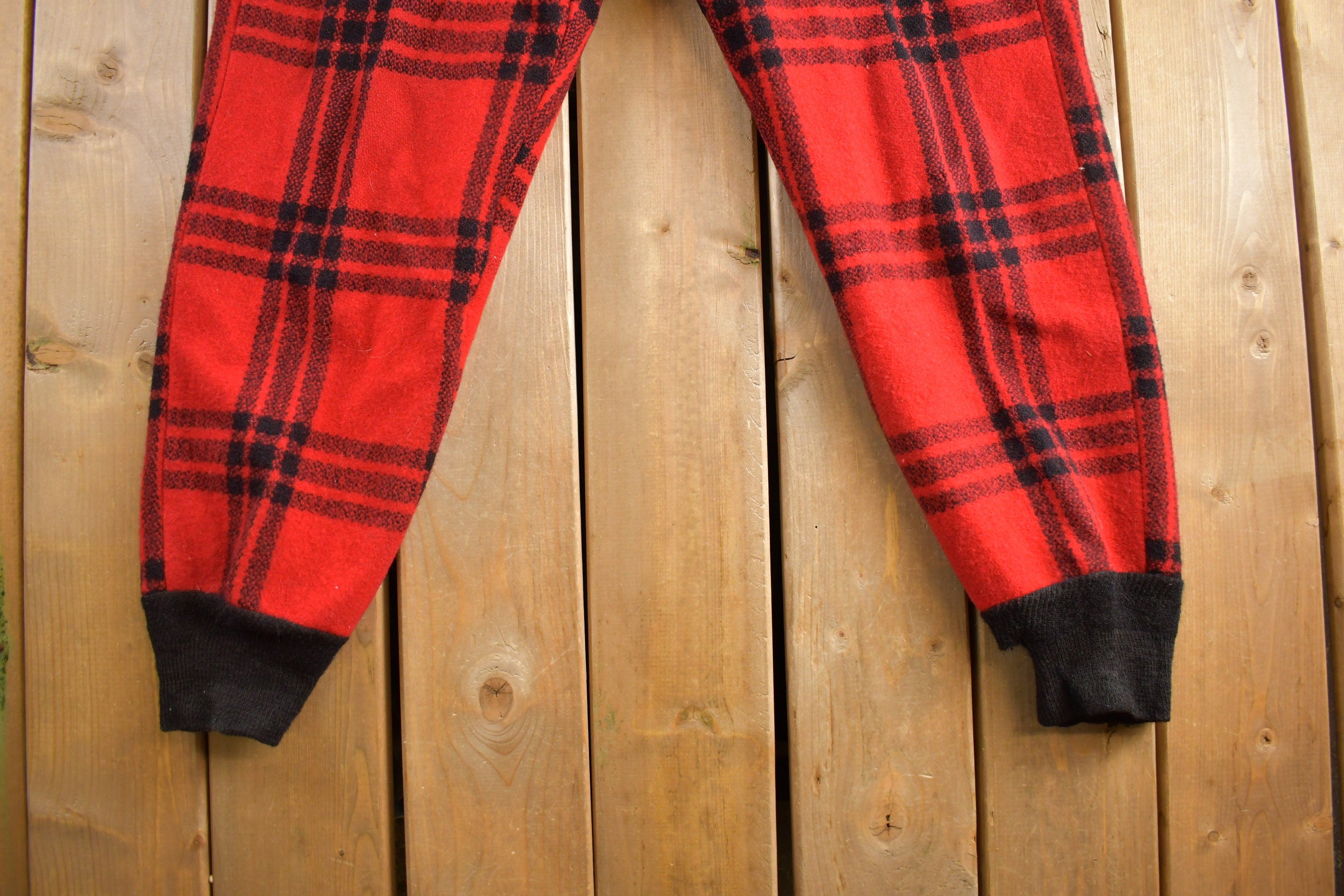 Vintage 1960s JC Higgins Buffalo Plaid Wool Pants Size 38x30