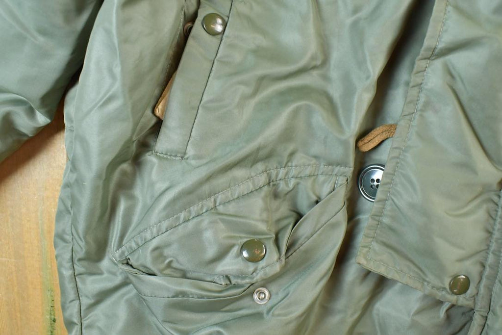 Vintage 1990s Goose Down Army Green Puffer Jacket