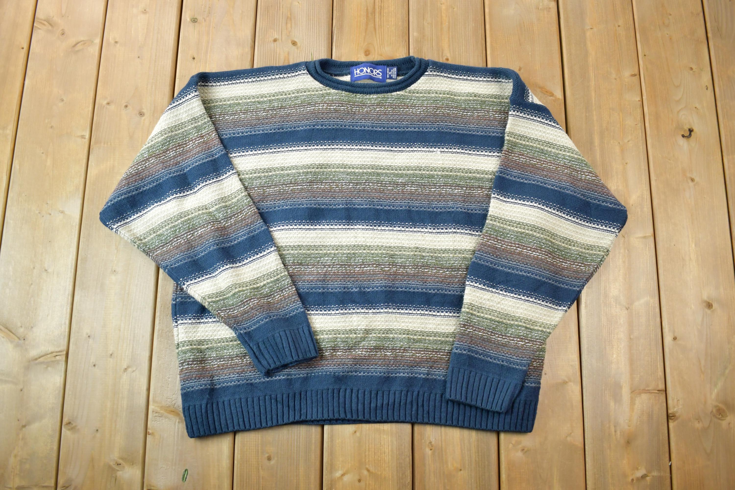 Vintage 1990s Honors Knit Crewneck Sweater  90s Crewneck  Made In USA  Preppy