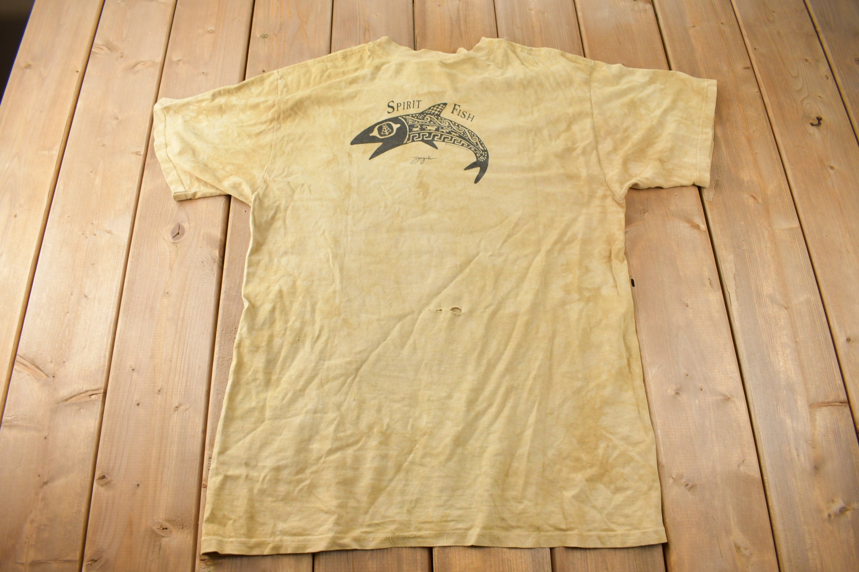 Vintage 1990s Spirit Fish Graphic T Shirt Size Medium