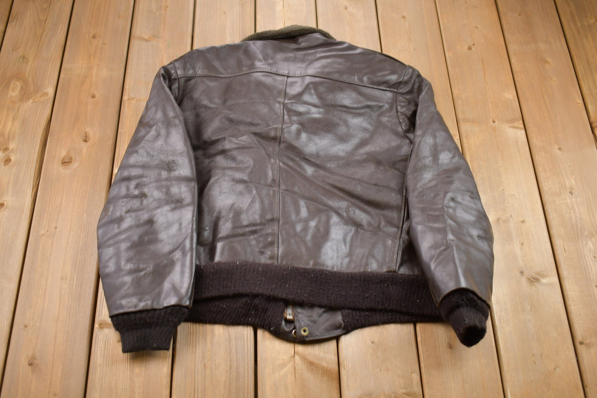 Vintage 1960s Sears The Leather Shop Leather Fur Jacket