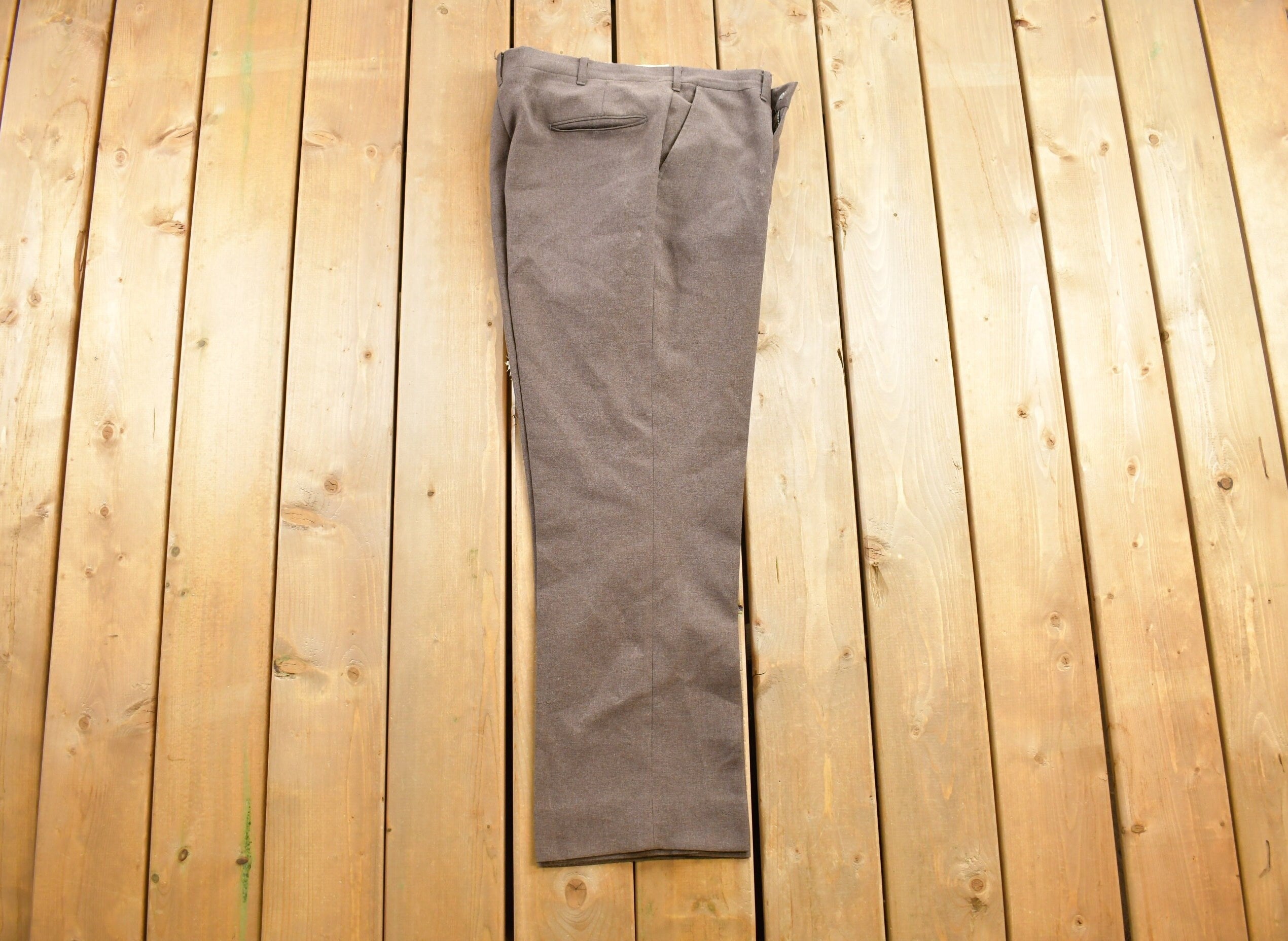 Vintage 1960's Brown Wool Trousers Size 36x28  1960s Wool Pants  Streetwear  True Vintage  Vintage Workwear  Wool Pants