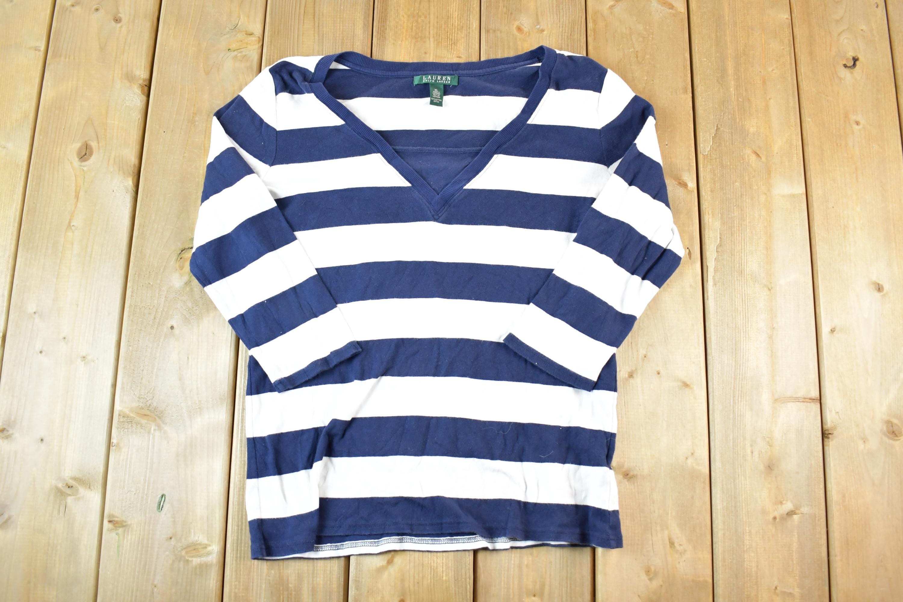 Vintage 1990s Lauren Ralph Lauren Striped Boating T-Shirt Women's XL
