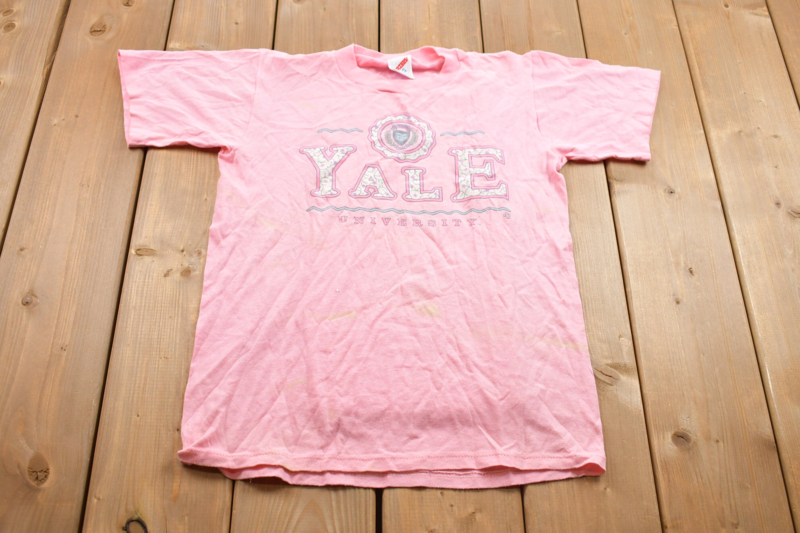Vintage 1991 Jerzees Yale University Pastel Collegiate T-Shirt