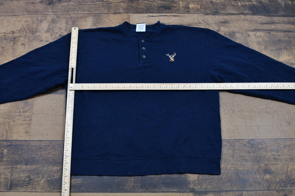 Vintage 1990s Deer Embroidered Quarter Button Sweatshirt
