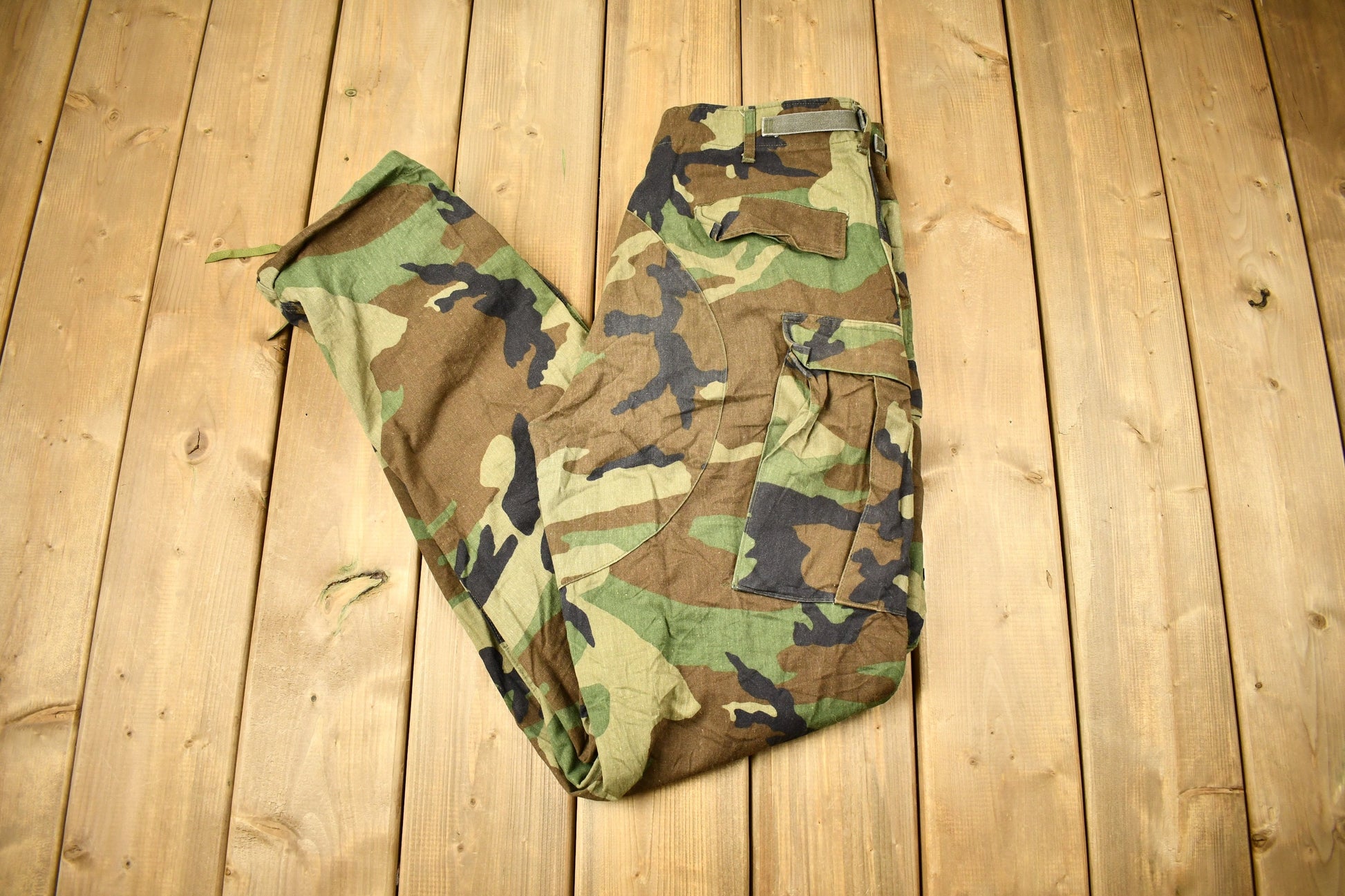 Vintage 2001 Military Woodland Camouflage Cargo Pocket Pants Size 34 x 31