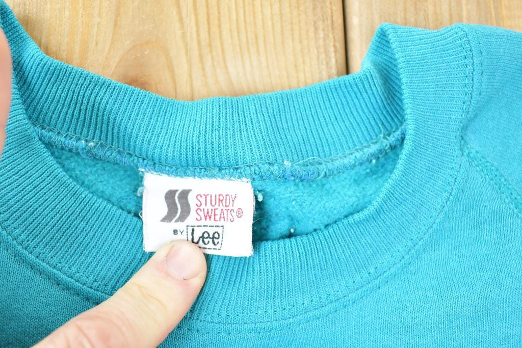 Vintage 1990s Lee Sturdy Sweats Blank Teal Crewneck Sweatshirt