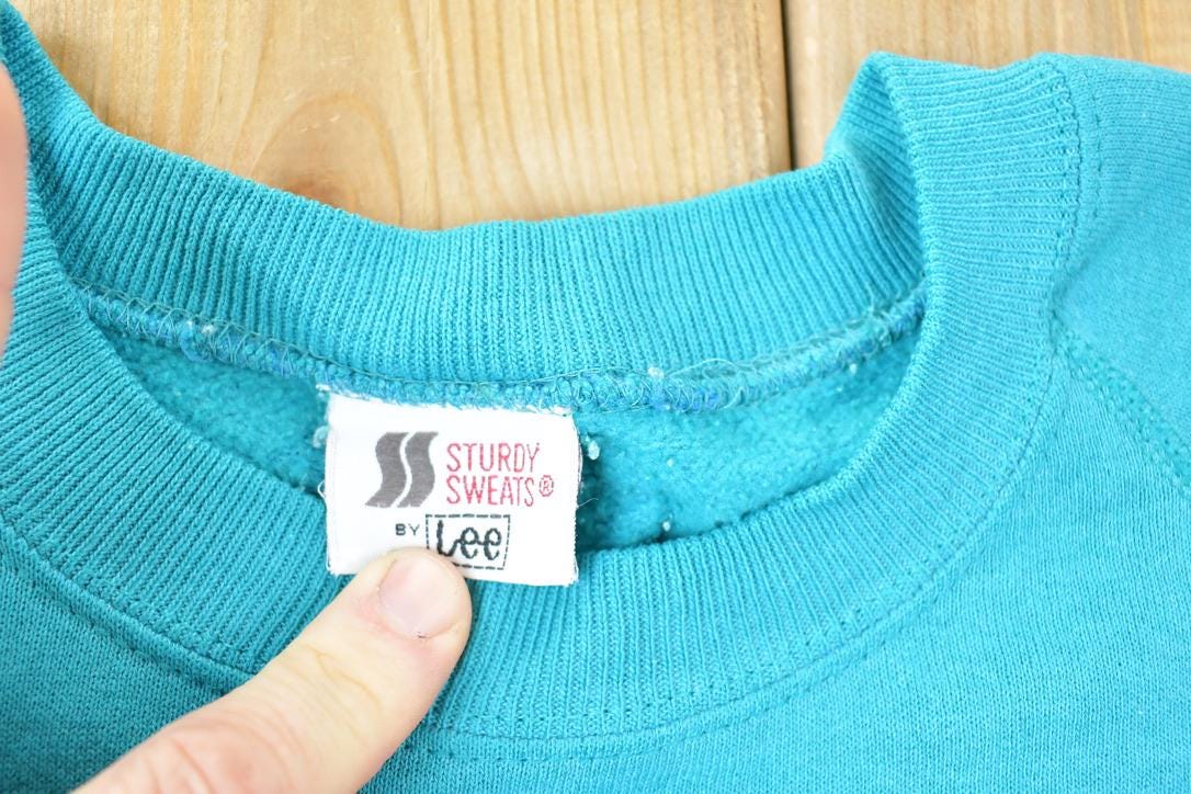 Vintage 1990s Lee Sturdy Sweats Blank Teal Crewneck Sweatshirt