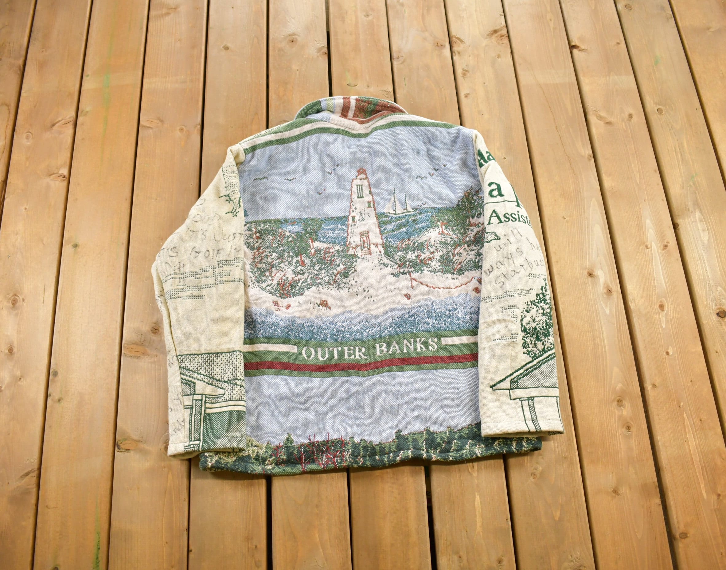 Vintage 1990s Outerbanks Themed Quilt Jacket