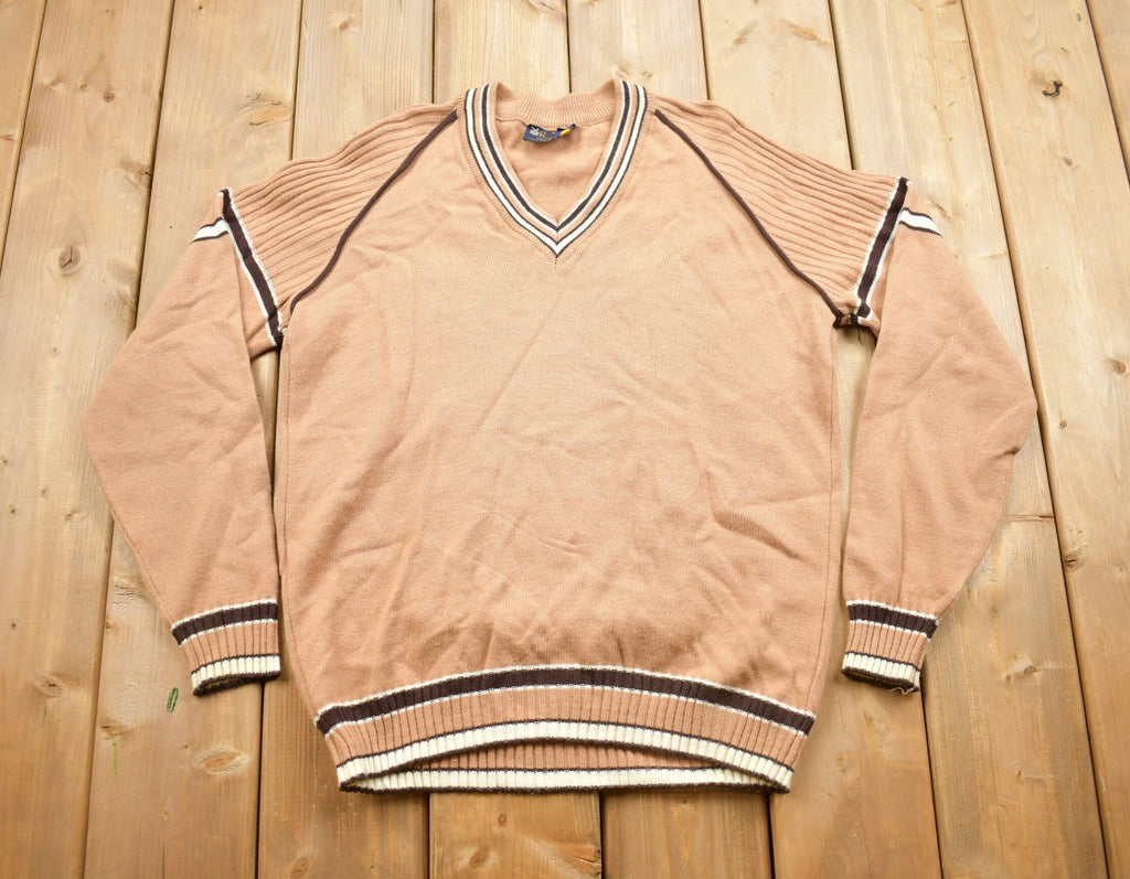 Vintage 1980s Prince Bellini Striped Knit V Neck Sweater
