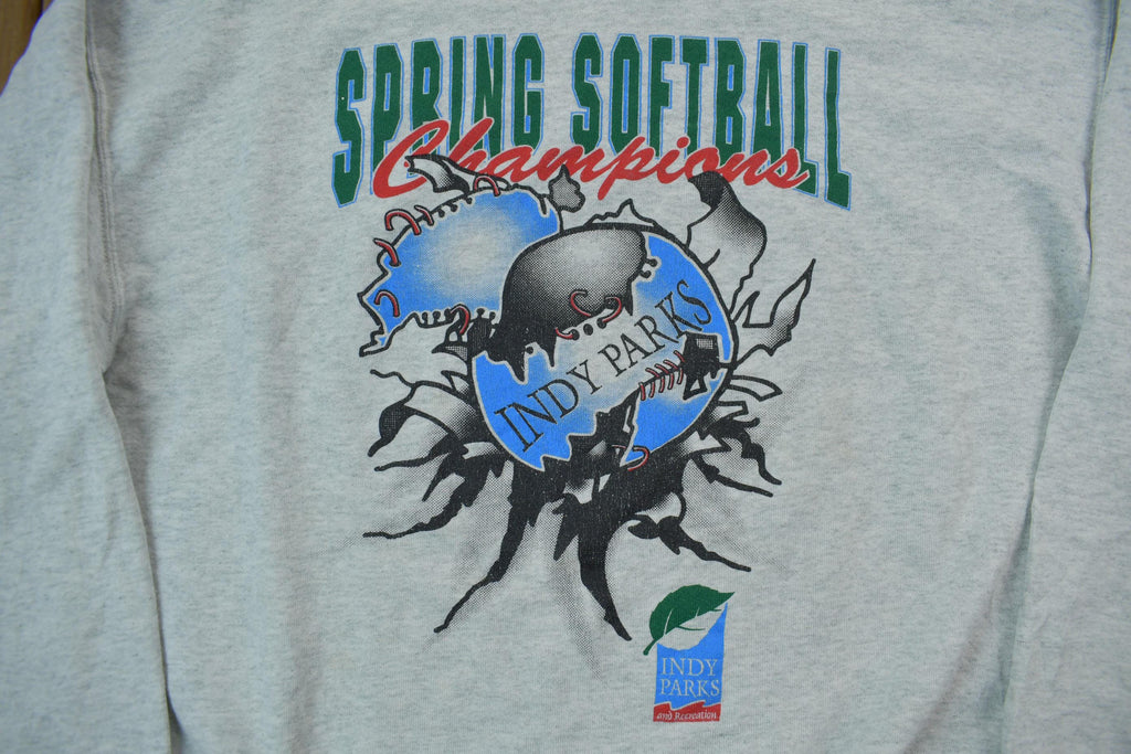 Vintage 1990s Spring Softball Crewneck Sweatshirt Made In USA