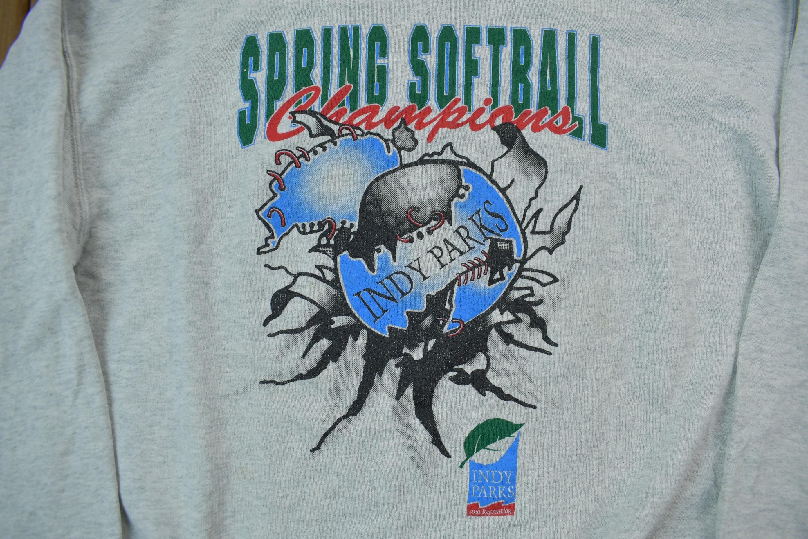 Vintage 1990s Spring Softball Crewneck Sweatshirt Made In USA