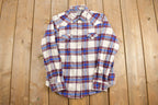 Vintage 1990s Wrangler Wrancher Plaid Flannel Button Up Shirt