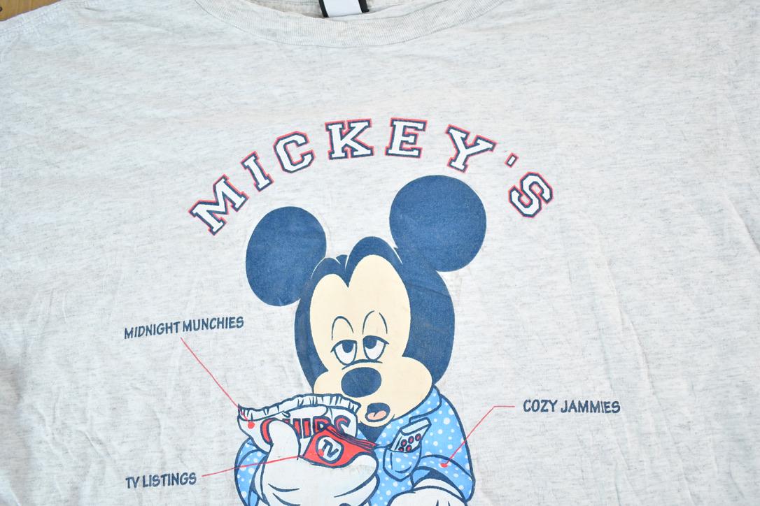 Vintage 1990s Mickey Mouse Bedtime Basics Disney Cartoon Promo T-Shirt