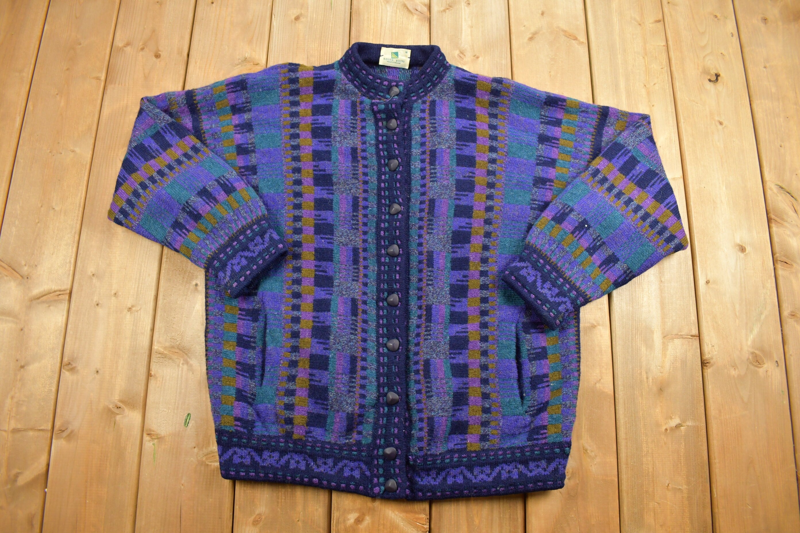 Vintage 1990s Kolor Knitted Cardigan Sweater