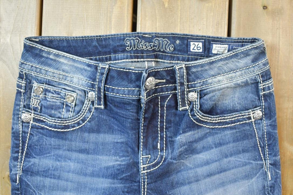 Vintage Y2K Miss Me Bedazzled Low Rise Jeans Size 26x31