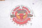 Vintage 1996 Chicago Bulls 4-Peat Champs Logo Athletic Made In USA Graphic T-Shirt