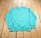 Vintage 1990s Santee Sweats Blank Teal Crewneck Sweatshirt Made In USA
