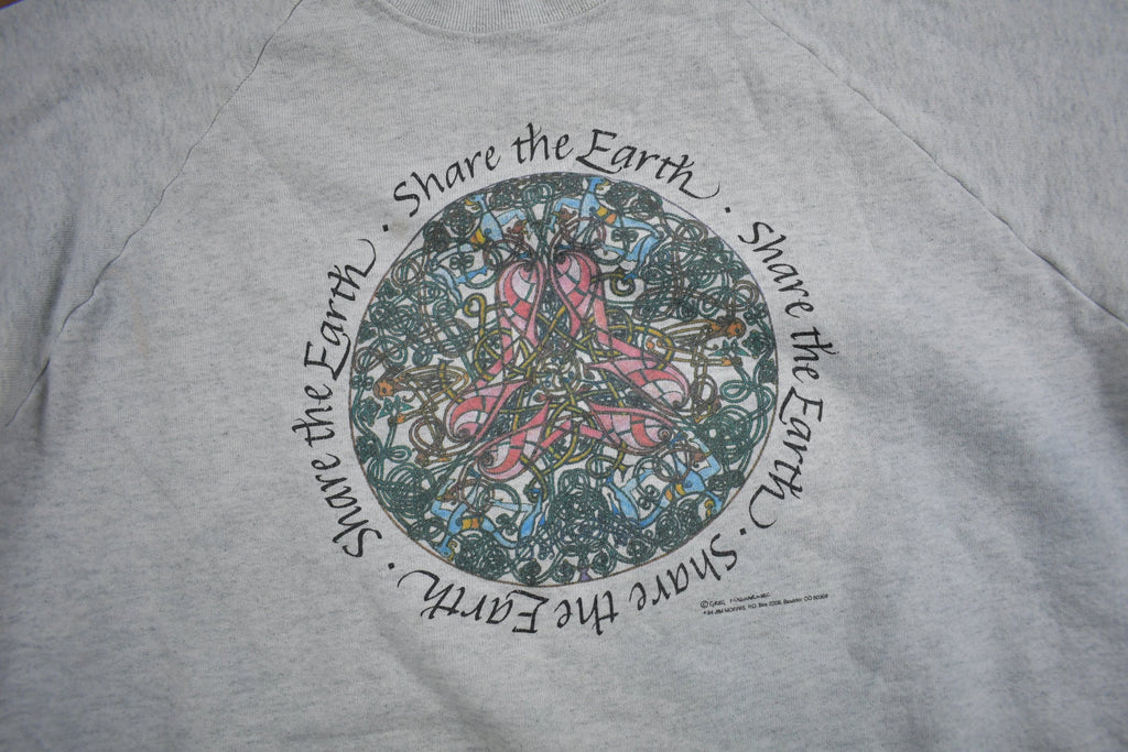 Vintage 1984 Share The Earth Raglan Crewneck Sweatshirt
