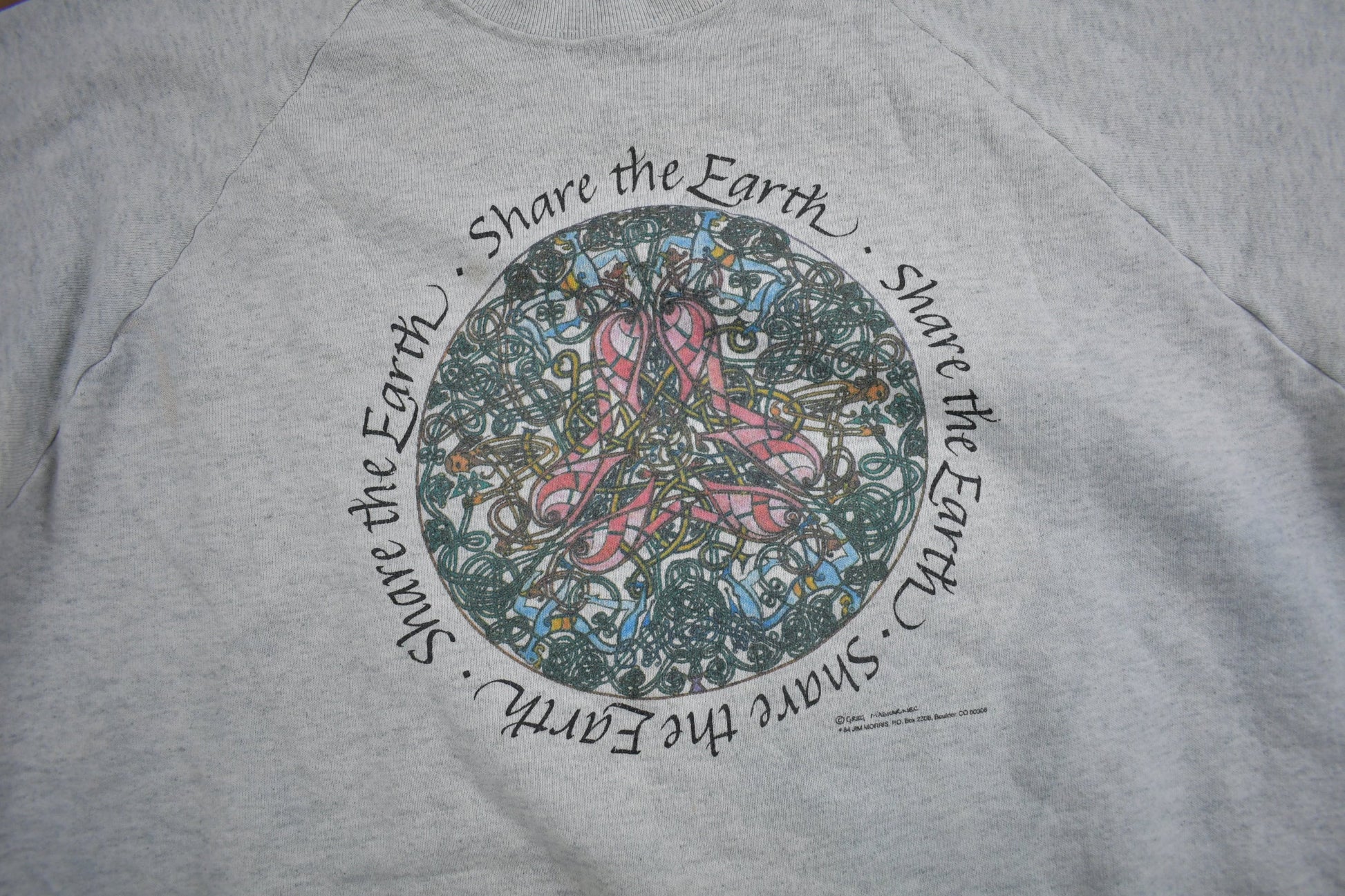 Vintage 1984 Share The Earth Raglan Crewneck Sweatshirt / 80s Crewneck / Made In USA / Earth Day