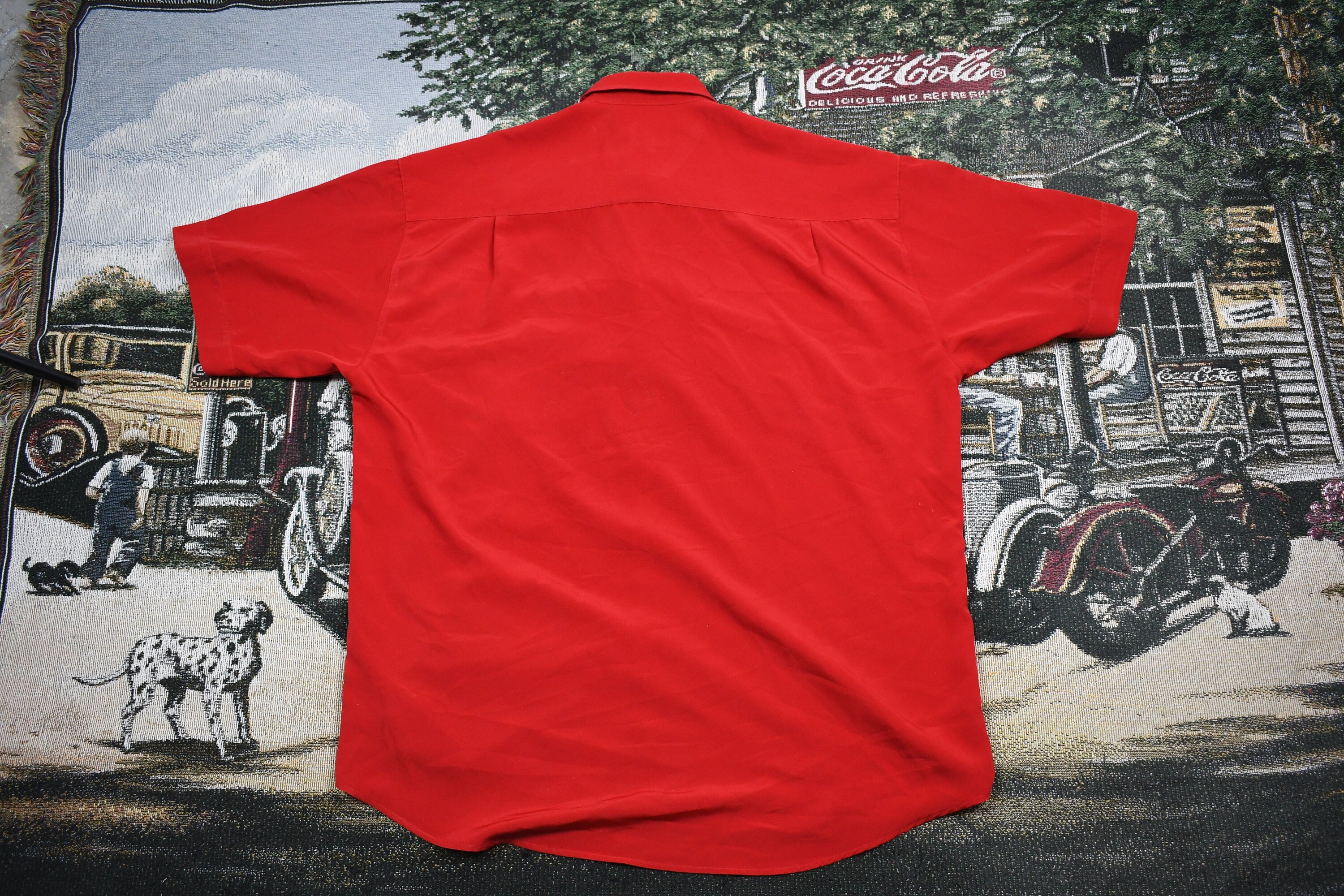 Vintage 1990s Blank Red Button Up T-Shirt
