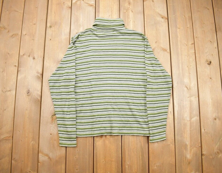 Vintage 1990s Paris Sport Club Striped Turtle Neck Sweatshirt