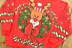 Vintage 90's Christmas Reindeer Graphic Crewneck Sweater , Made In USA , Winter Wear , Festive Graphic Print , Holiday Time