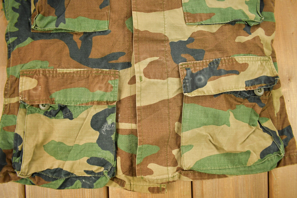 Vintage Military Woodland Camouflaged Button Up Shirt